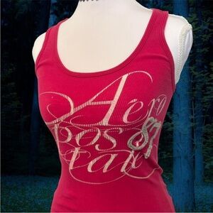 Aeropostale Women's Bright Pink Graphic Tank Top